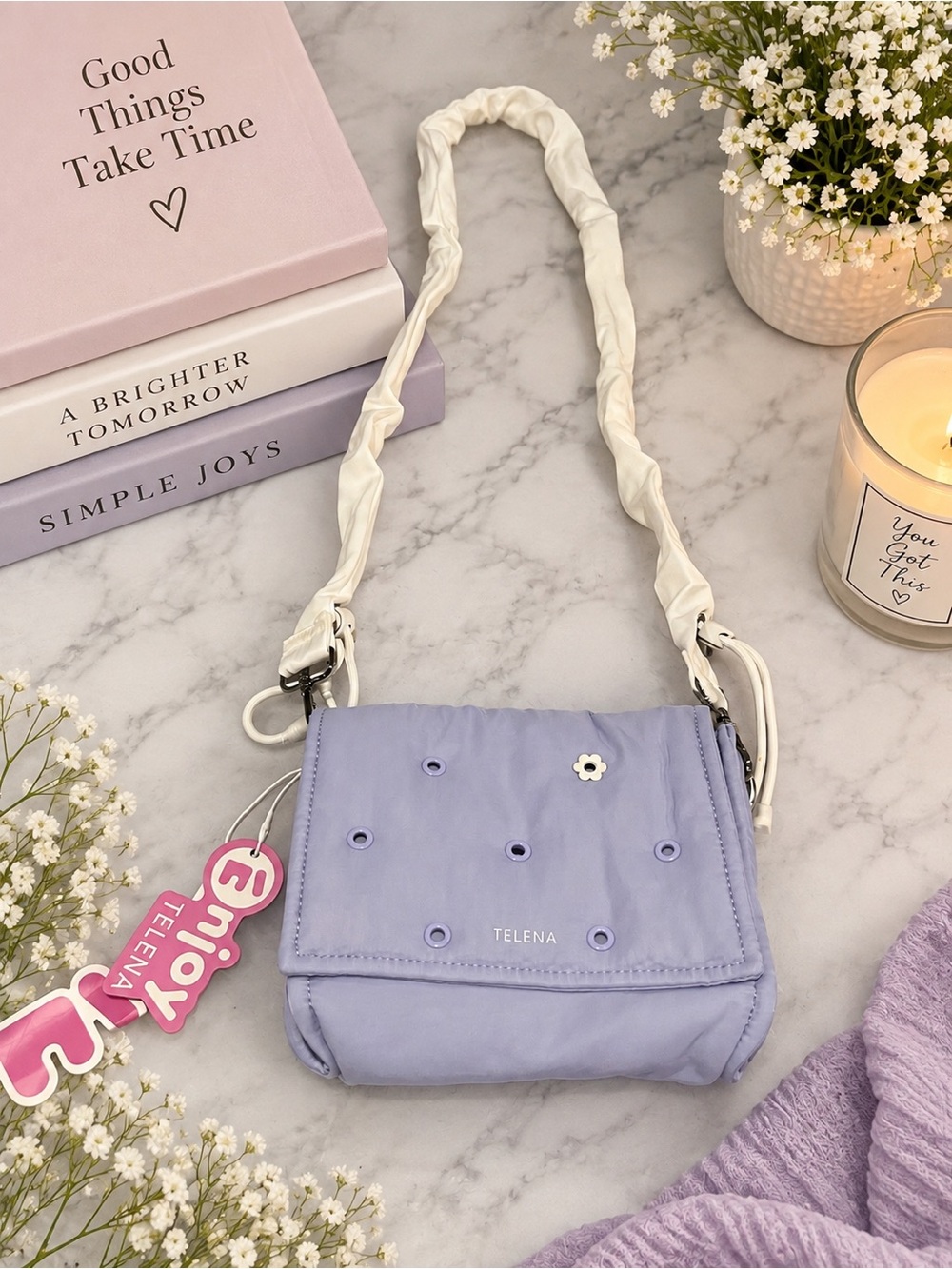 💜 NWT TELENA DIY Customizable Snaphole Puffer Crossbody Bag – Lavender